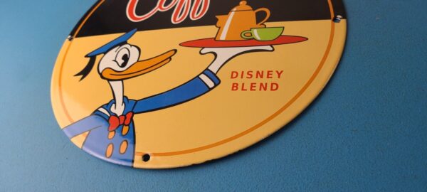 Vintage Mickeys Coffee Sign Disney Blend Donald Advertising Gas Oil Pump Sign 305792922125 9