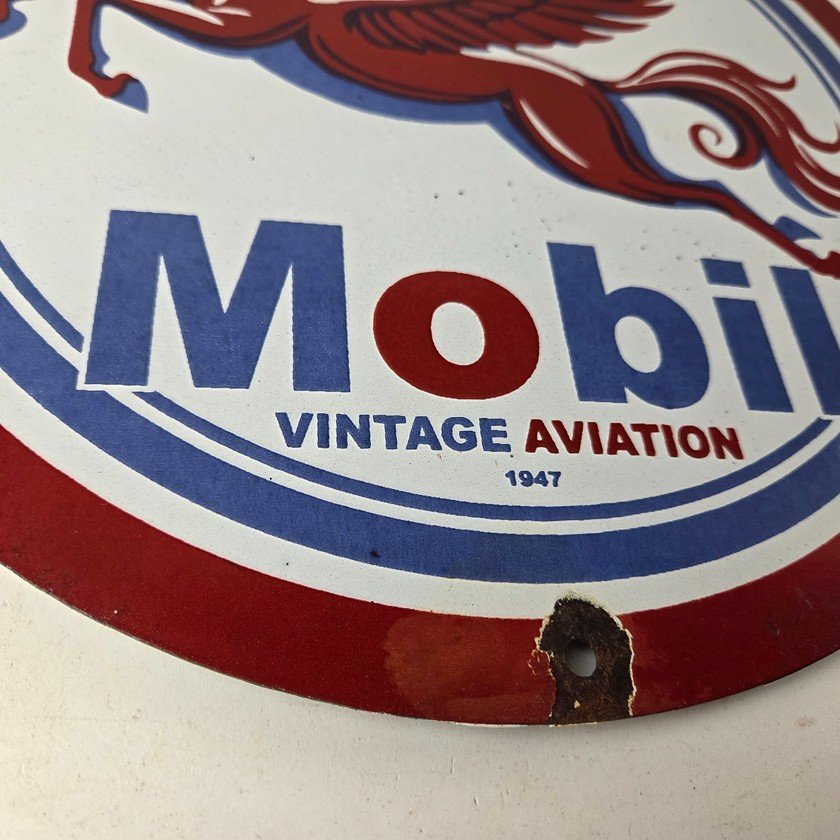 Vintage Mobil Aviation Sign - Porcelain Pegasus Gasoline Pegasus Gas Pump Sign - Image 11