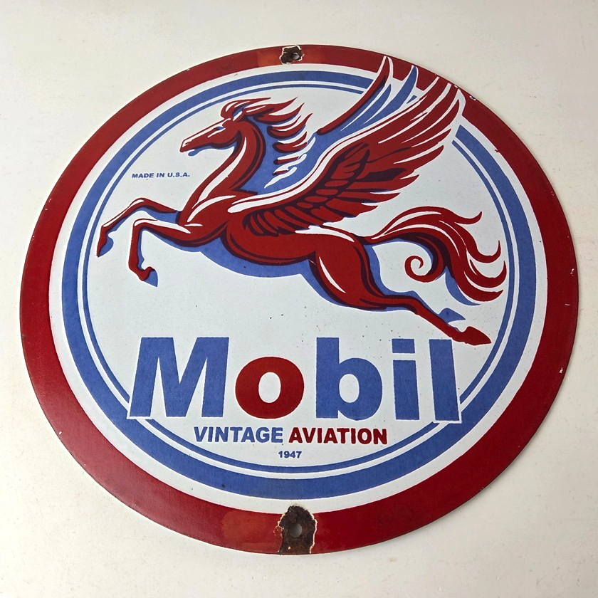 Vintage Mobil Aviation Sign - Porcelain Pegasus Gasoline Pegasus Gas Pump Sign - Image 15
