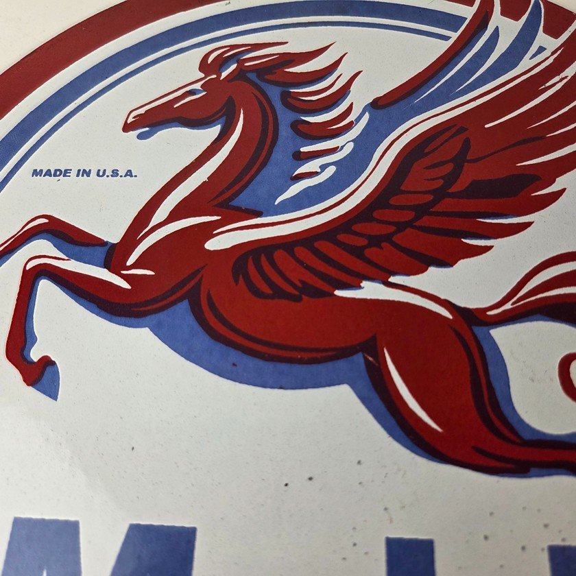 Vintage Mobil Aviation Sign - Porcelain Pegasus Gasoline Pegasus Gas Pump Sign - Image 3