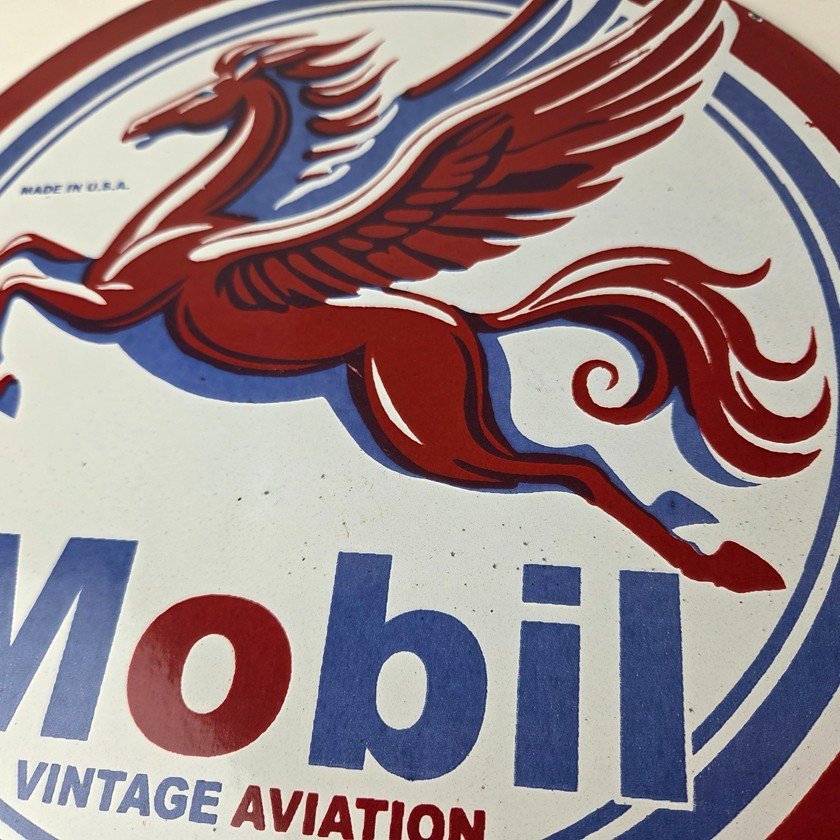 Vintage Mobil Aviation Sign - Porcelain Pegasus Gasoline Pegasus Gas Pump Sign - Image 4