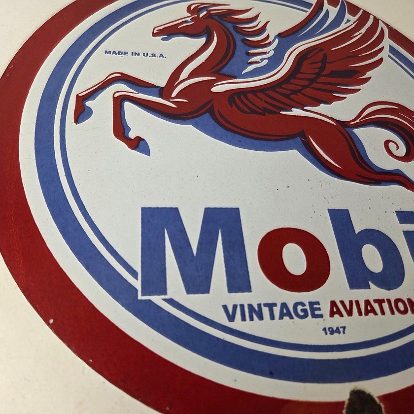 Vintage Mobil Aviation Sign - Porcelain Pegasus Gasoline Pegasus Gas Pump Sign - Image 6