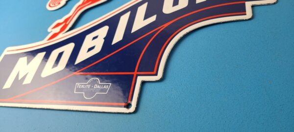 Vintage Mobil Gasoline Sign Pegasus Motor Oil Gas Pump Porcelain Large Sign 305885367955 10