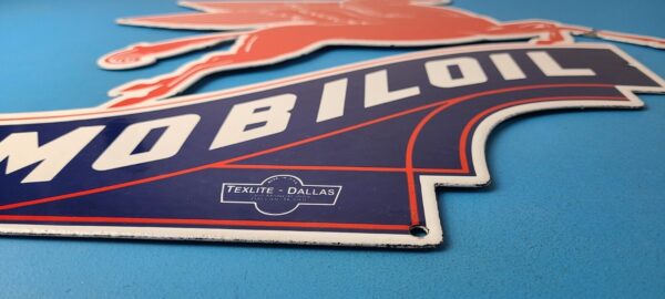 Vintage Mobil Gasoline Sign Pegasus Motor Oil Gas Pump Porcelain Large Sign 305885367955 12