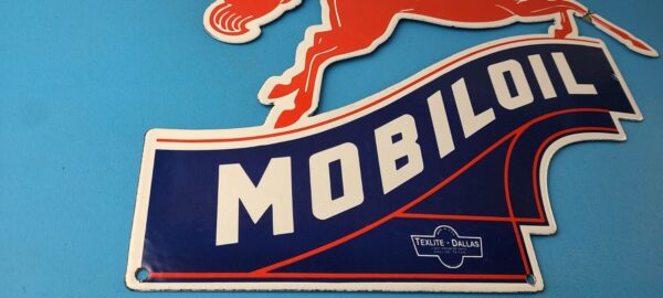 Vintage Mobil Gasoline Sign Pegasus Motor Oil Gas Pump Porcelain Large Sign 305885367955 6