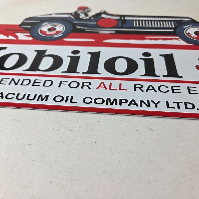 Vintage Mobil Sign - Old Race Car Service Gas Pump Service Porcelain Sign - Image 10