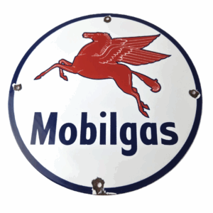 Vintage Mobil Sign - Pegasus Mobilgas Gas Motor Oil Pump Service Porcelain Sign