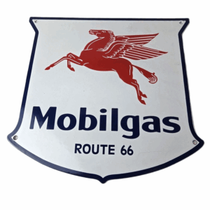 Vintage Mobil Sign - Route 66 Gasoline Pegasus Gas Pump Porcelain Sign