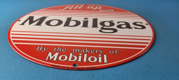 Vintage Mobilgas Porcelain Sign Mobil Fill Up Porcelain Gas Pump Plate Sign 305562367735 10