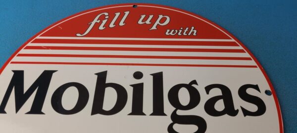 Vintage Mobilgas Porcelain Sign Mobil Fill Up Porcelain Gas Pump Plate Sign 305562367735 12