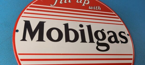 Vintage Mobilgas Porcelain Sign Mobil Fill Up Porcelain Gas Pump Plate Sign 305562367735 5