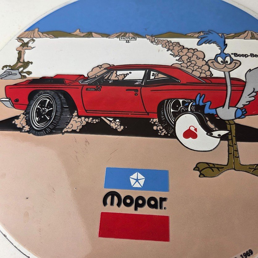 Vintage Mopar Plymouth Porcelain Sign - Road Runner Auto Shop Gas Station Sign - Image 4
