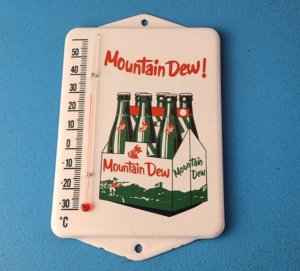 Vintage Mountain Dew Porcelain Sign Soda Gas Pump Ad Thermometer Sign 305884987095