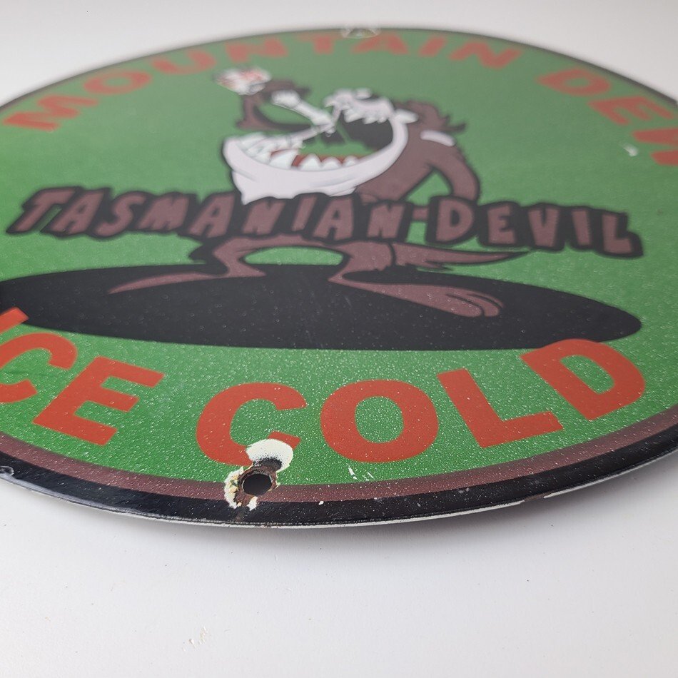 Vintage Mountain Dew Sign - Ice Cold Gas Service Pump Soda Bottle Porcelain Sign - Image 11