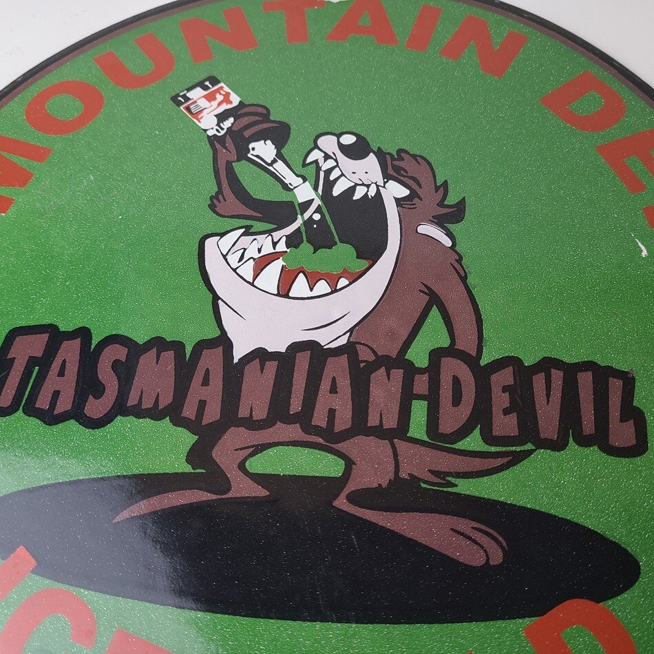 Vintage Mountain Dew Sign - Ice Cold Gas Service Pump Soda Bottle Porcelain Sign - Image 12