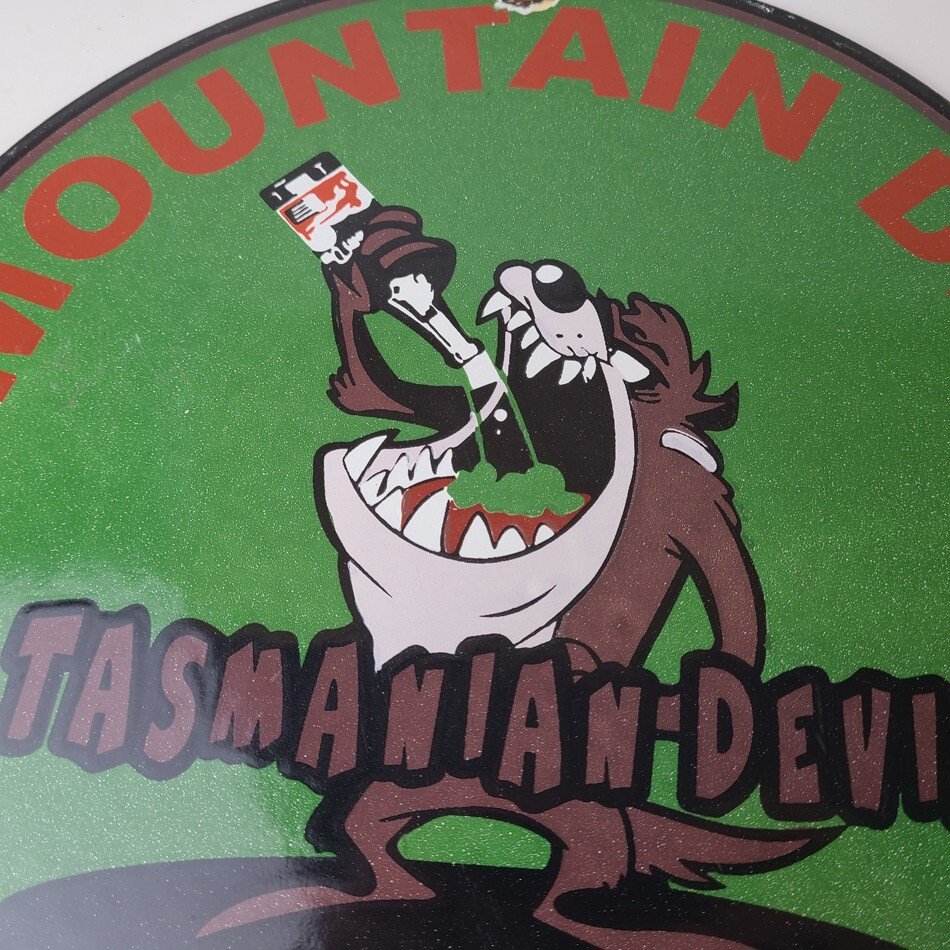 Vintage Mountain Dew Sign - Ice Cold Gas Service Pump Soda Bottle Porcelain Sign - Image 3