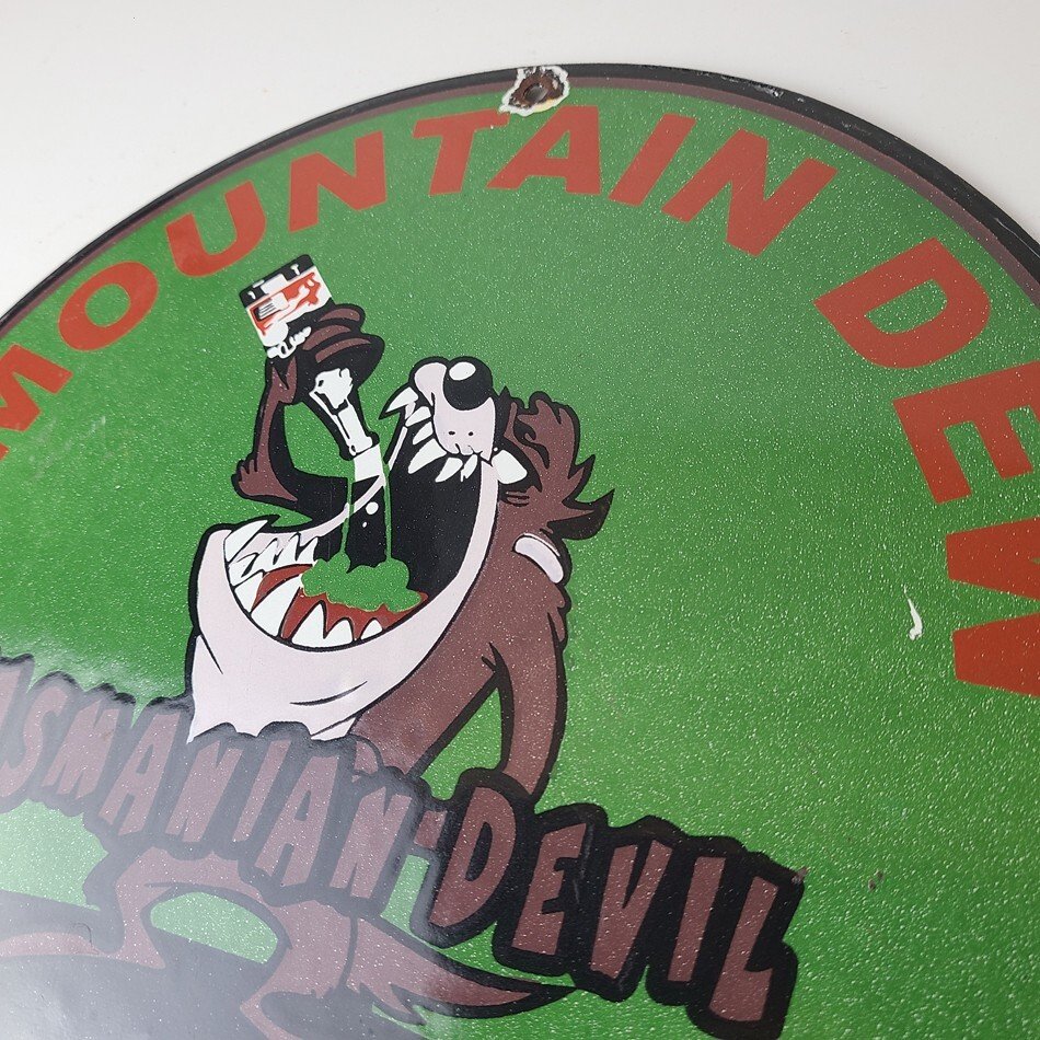 Vintage Mountain Dew Sign - Ice Cold Gas Service Pump Soda Bottle Porcelain Sign - Image 8