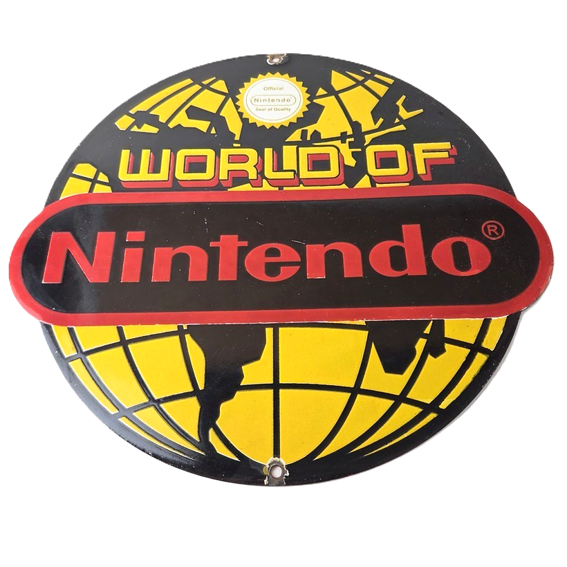Vintage Nintendo World Seal Quality Porcelain Sign - Official Logo Sign