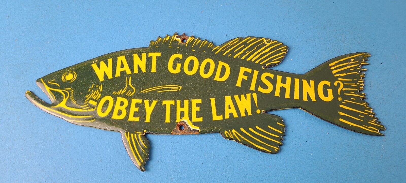 Vintage Paw Paw Bait Sign Obey the Law Fishing Gas Service Pump Sign 305838640835