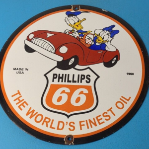 Vintage Phillips 66 Gasoline Sign - Porcelain Gas Pump Service Station Sign