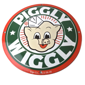 Vintage Piggly Wiggly Sign - Grocery Store Gas Pump Porcelain Service Sign