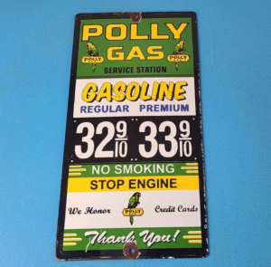 Vintage Polly Motor Oil Sign Porcelain Prices Service Gas Pump Plate Sign 305890774235