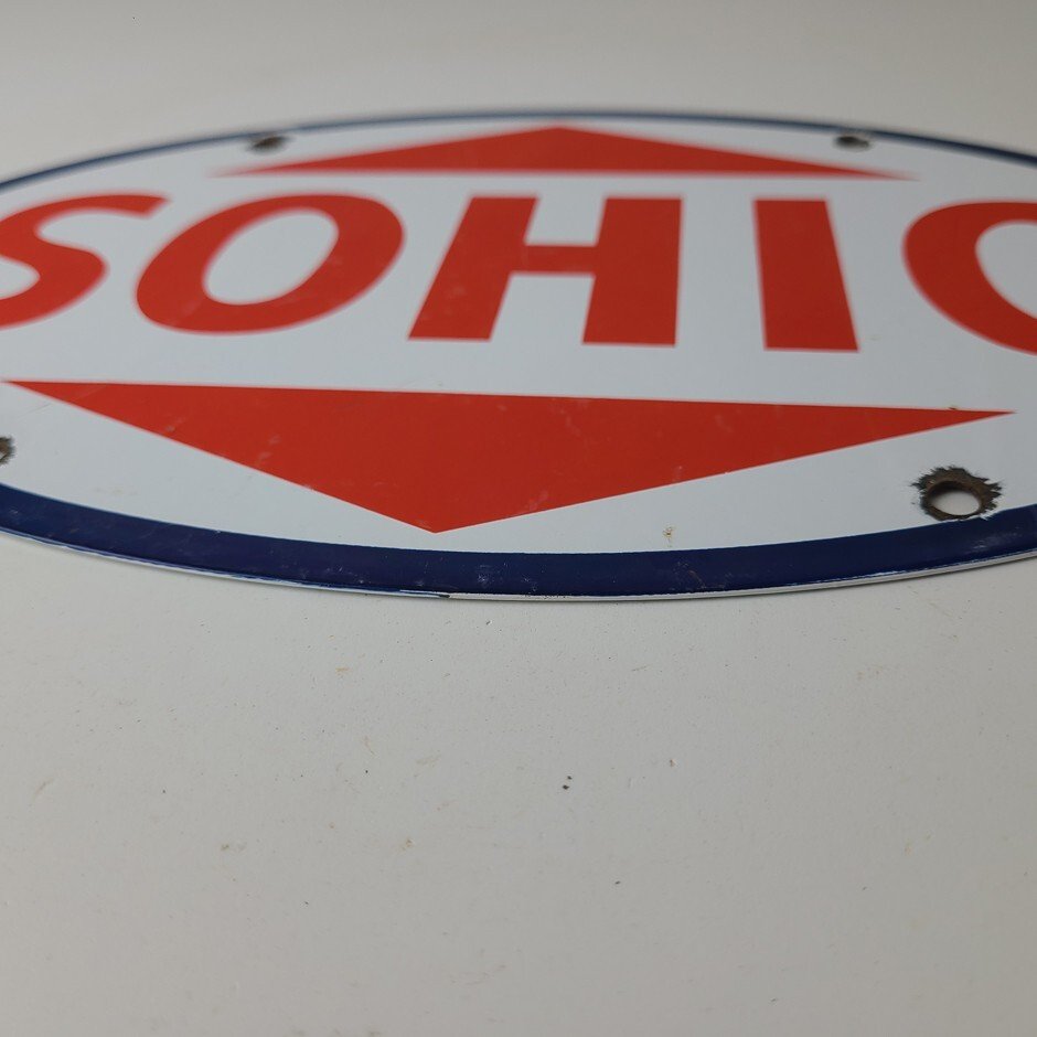Vintage Porcelain Gasoline Sign - Sohio Gas Motor Oil Service Ohio Pump Sign - Image 11