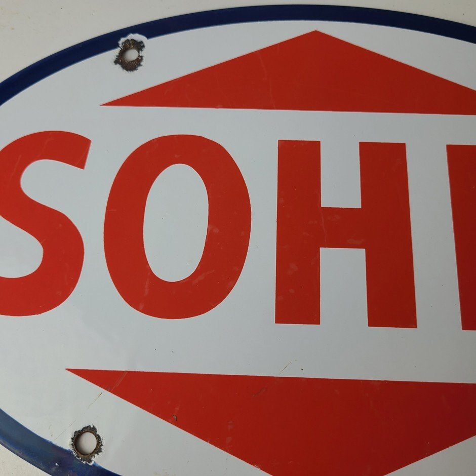 Vintage Porcelain Gasoline Sign - Sohio Gas Motor Oil Service Ohio Pump Sign - Image 3