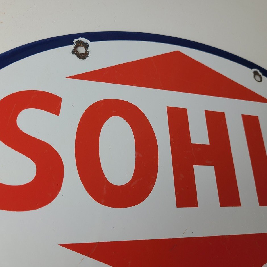 Vintage Porcelain Gasoline Sign - Sohio Gas Motor Oil Service Ohio Pump Sign - Image 5