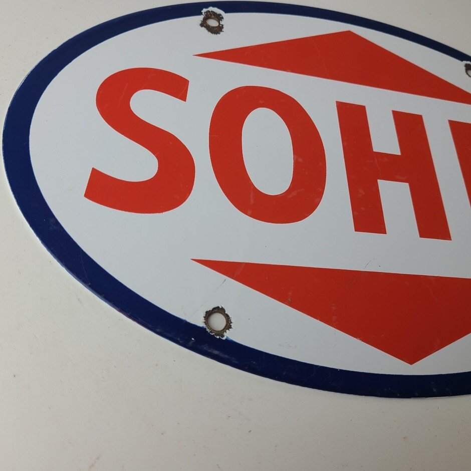Vintage Porcelain Gasoline Sign - Sohio Gas Motor Oil Service Ohio Pump Sign - Image 6
