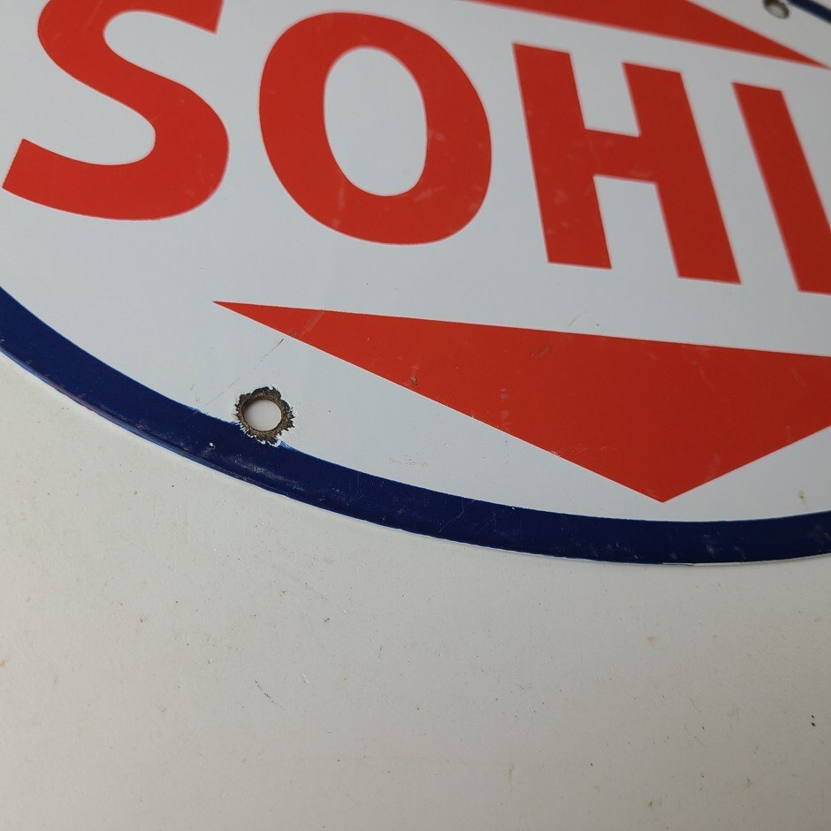 Vintage Porcelain Gasoline Sign - Sohio Gas Motor Oil Service Ohio Pump Sign - Image 7