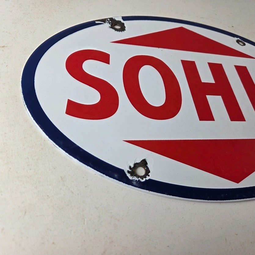 Vintage Porcelain Gasoline Sign - Sohio Gas Motor Oil Service Ohio Pump Sign - Image 6