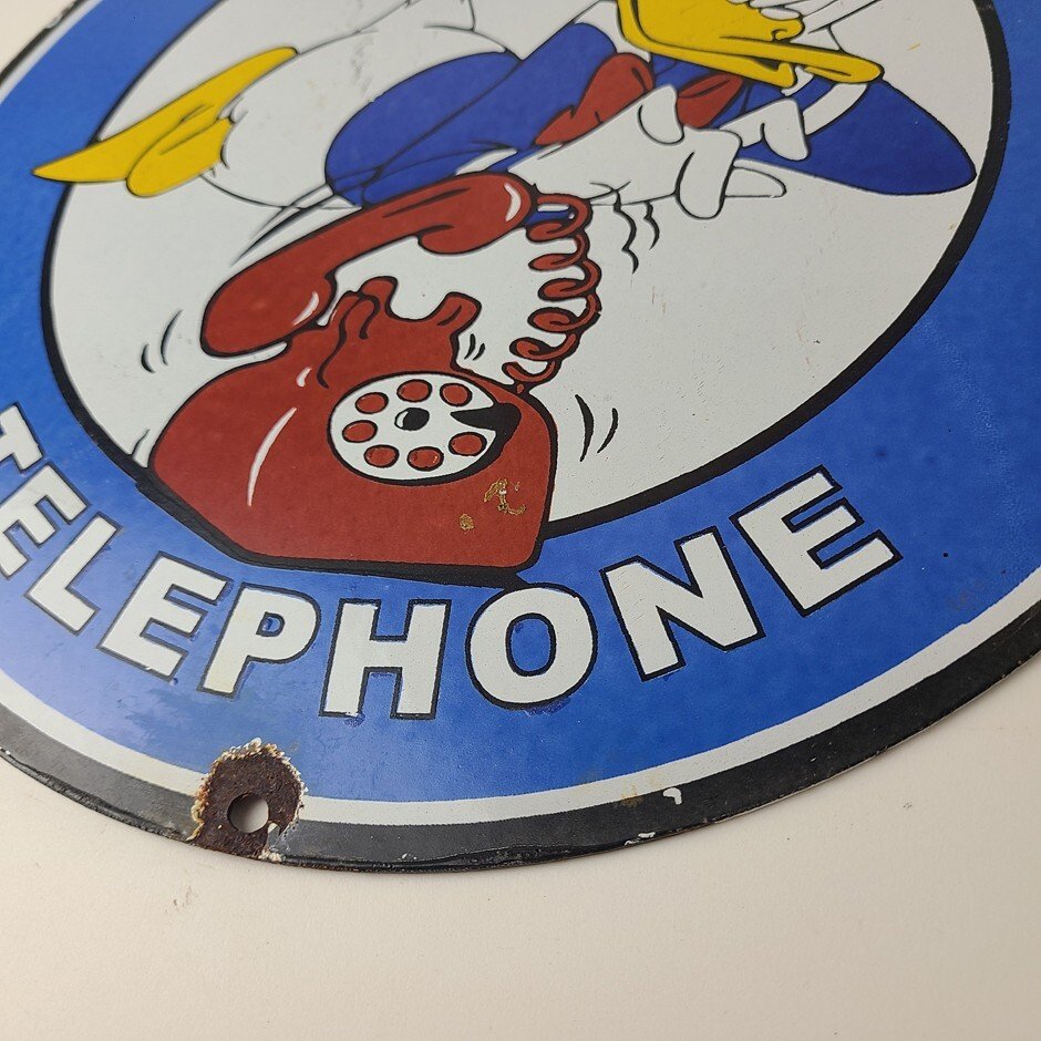 Vintage Public Telephones Sign Porcelain - Bell System Phone Booth Gas Pump Sign - Image 10