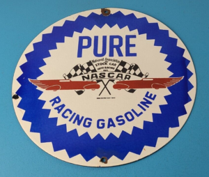 Vintage Pure Oil Co Sign Gas Station Nascar Stock Car Porcelain Sign 305902996185