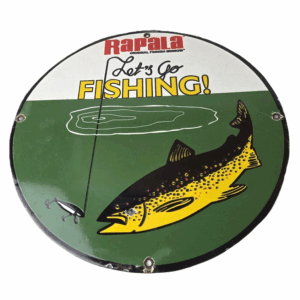 Vintage Rapala Fishing Lures Ad Sign - Porcelain Gas Pump Plate Sign