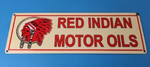 Vintage Red Indian Porcelain Sign Large American Indian Service Gas Pump Sign 305872556225