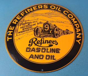 Vintage Refiners Porcelain Sign Motor Oil Company Service Station Pump Sign 305887280105