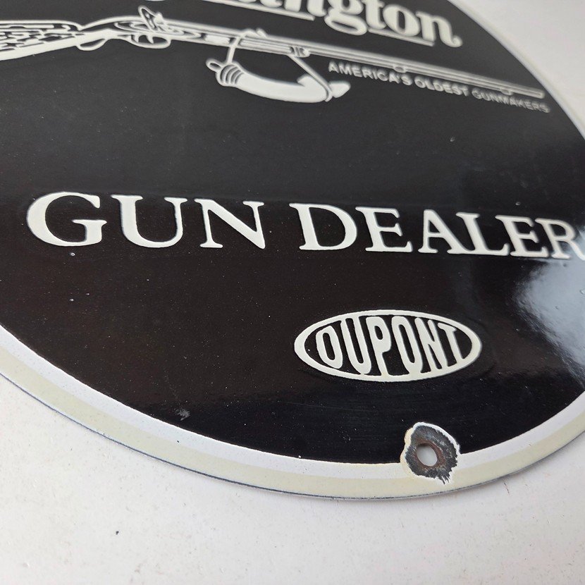 Vintage Remington Gun Dealer Porcelain Sign - Lever Rifle Logo Sign - Image 11