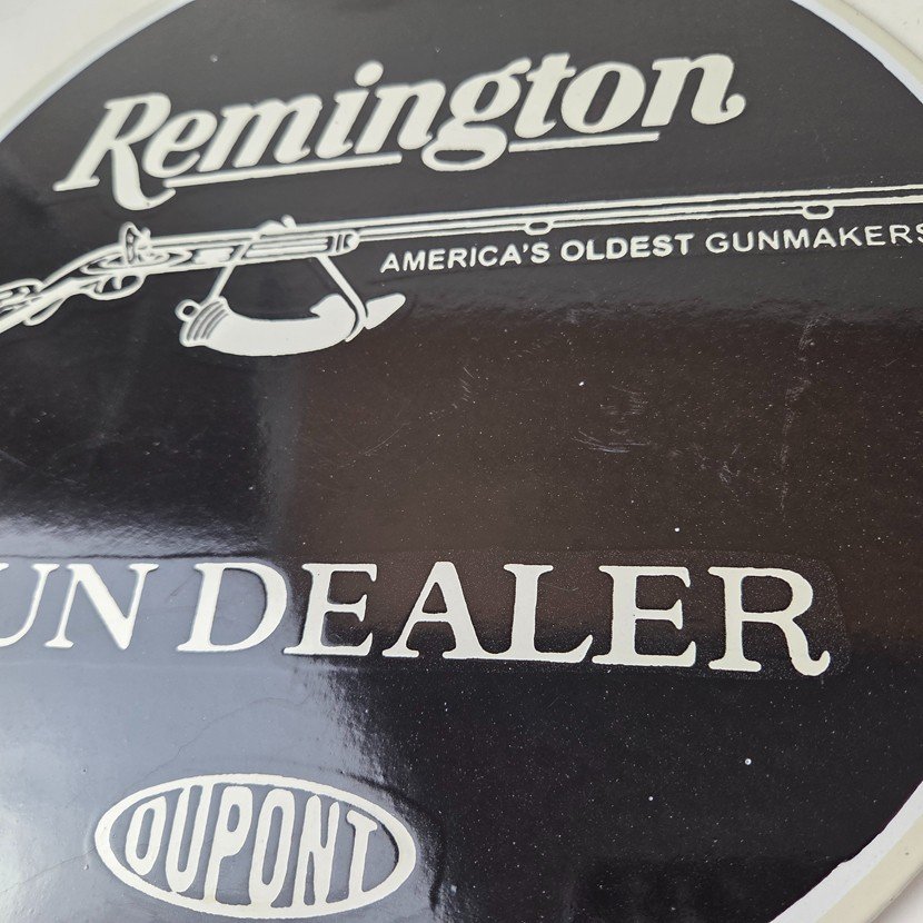 Vintage Remington Gun Dealer Porcelain Sign - Lever Rifle Logo Sign - Image 4