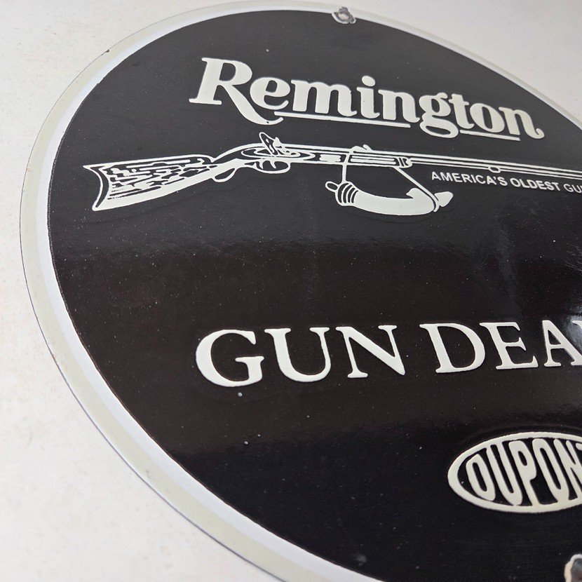 Vintage Remington Gun Dealer Porcelain Sign - Lever Rifle Logo Sign - Image 6