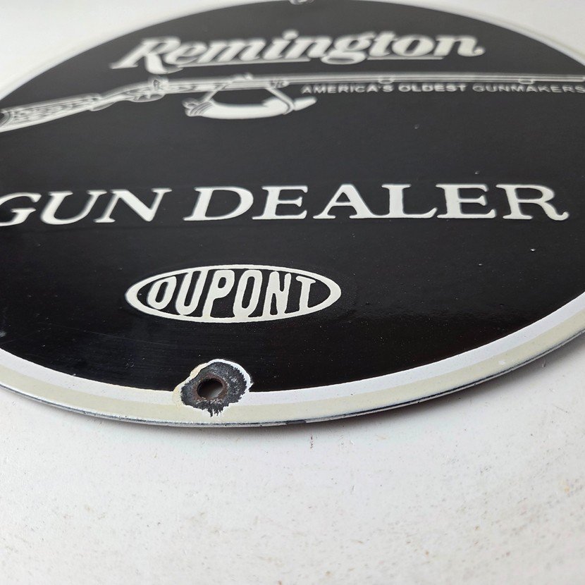 Vintage Remington Gun Dealer Porcelain Sign - Lever Rifle Logo Sign - Image 10