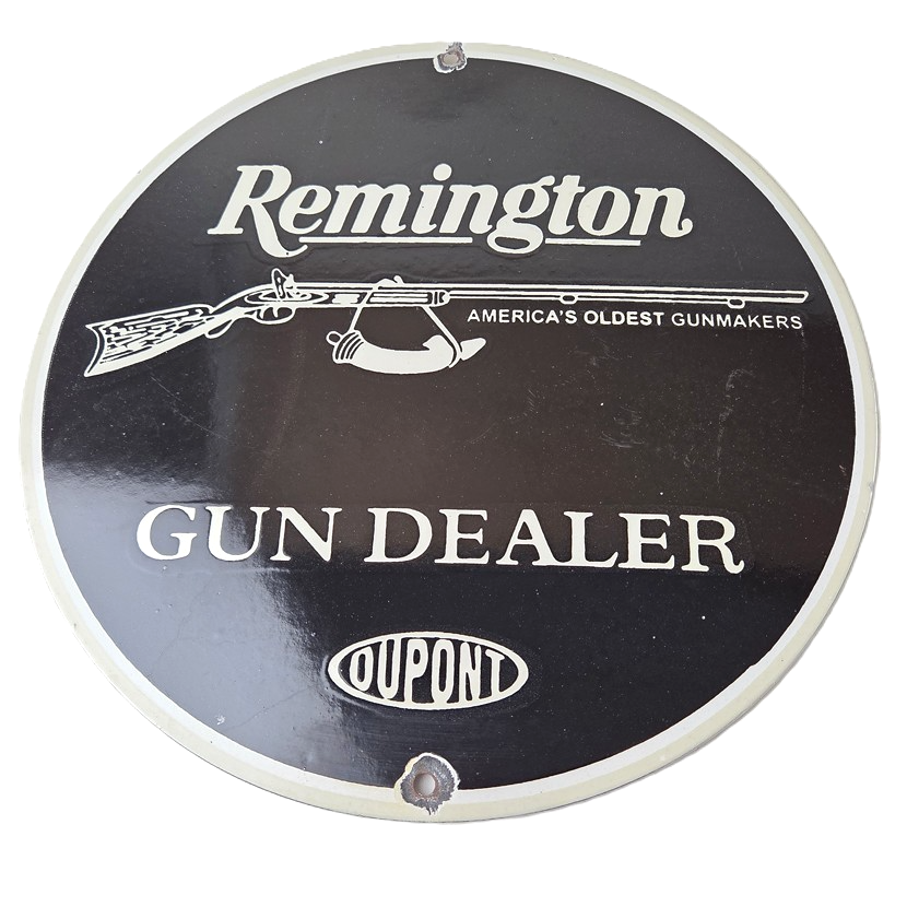 Vintage Remington Gun Dealer Porcelain Sign - Lever Rifle Logo Sign
