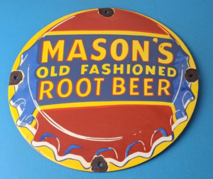 Vintage Root Beer Sign Masons Old Fashioned Beverage Piggly Gas Oil Pump Sign 305870598915