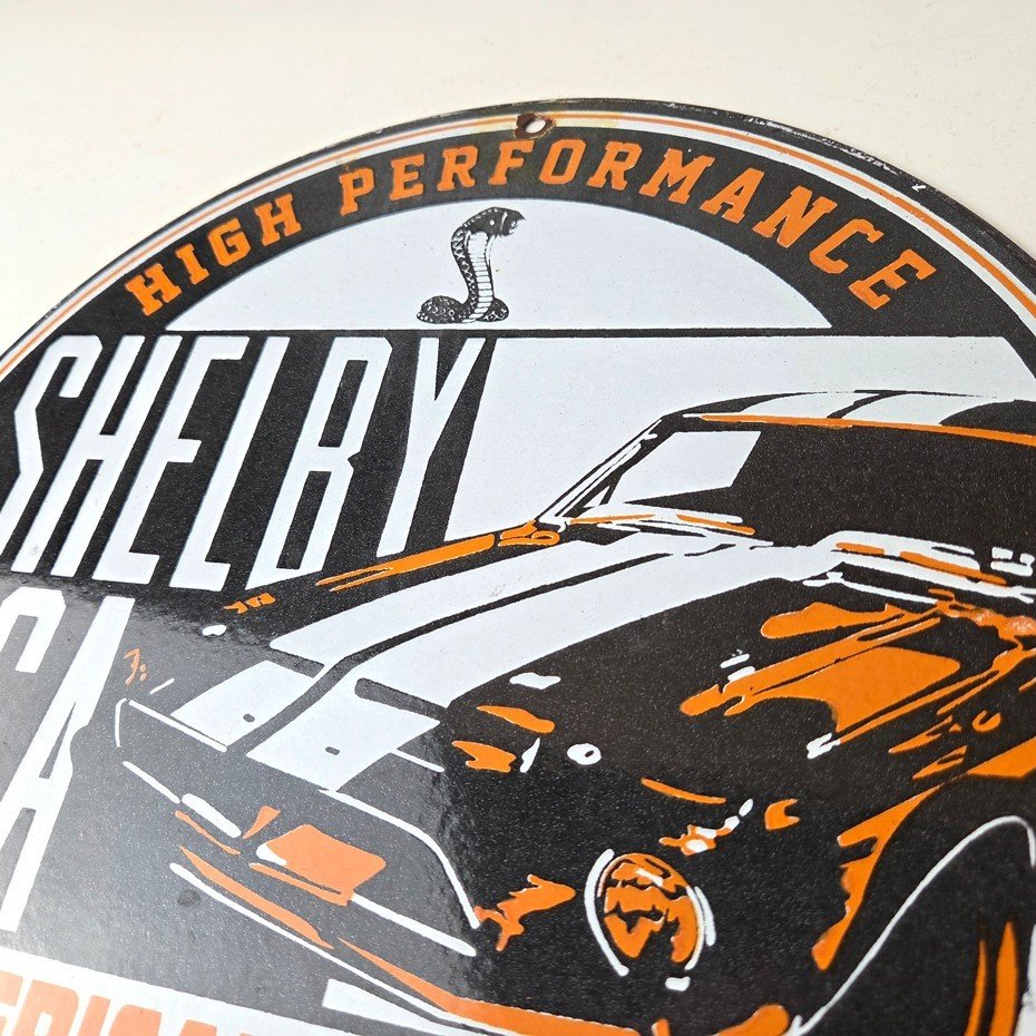 Vintage Shelby Porcelain Sign - American Legend Ford Gas Pump Racing Sign - Image 13