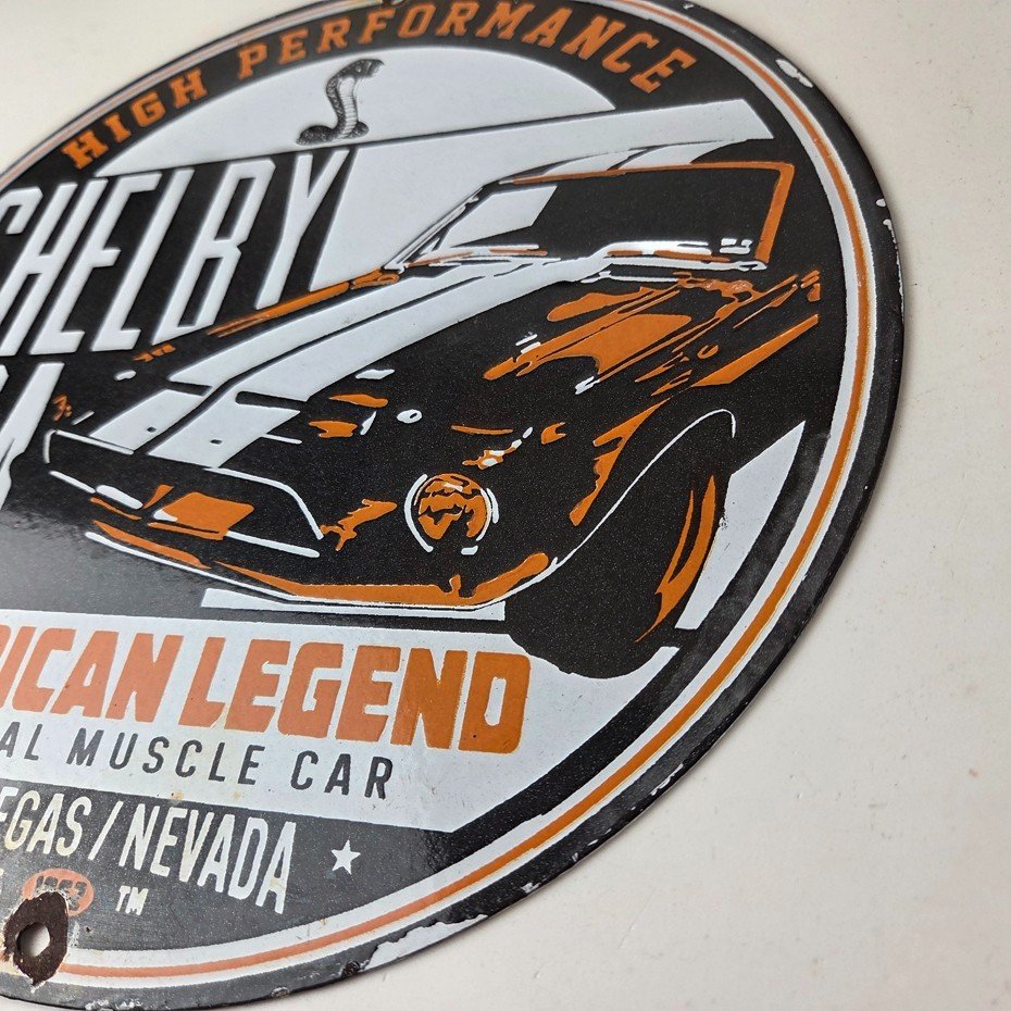 Vintage Shelby Porcelain Sign - American Legend Ford Gas Pump Racing Sign - Image 14