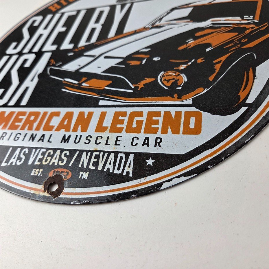Vintage Shelby Porcelain Sign - American Legend Ford Gas Pump Racing Sign - Image 15