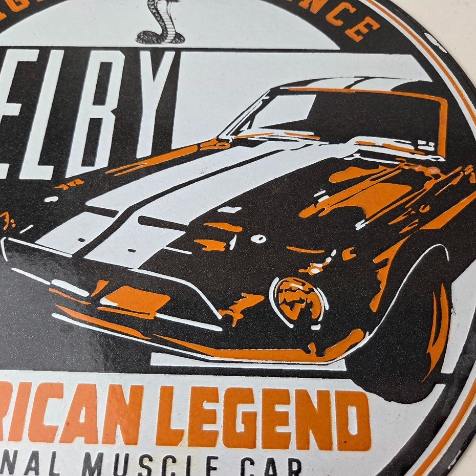 Vintage Shelby Porcelain Sign - American Legend Ford Gas Pump Racing Sign - Image 3