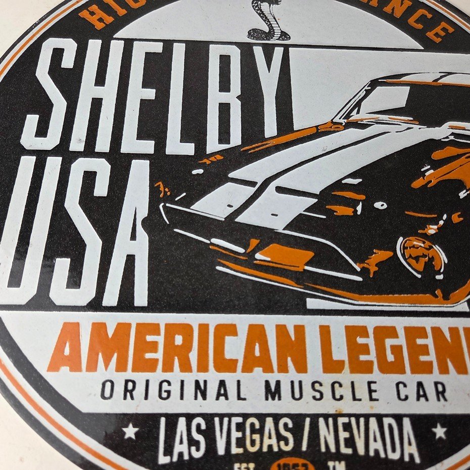 Vintage Shelby Porcelain Sign - American Legend Ford Gas Pump Racing Sign - Image 4