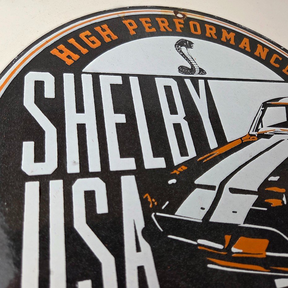 Vintage Shelby Porcelain Sign - American Legend Ford Gas Pump Racing Sign - Image 5