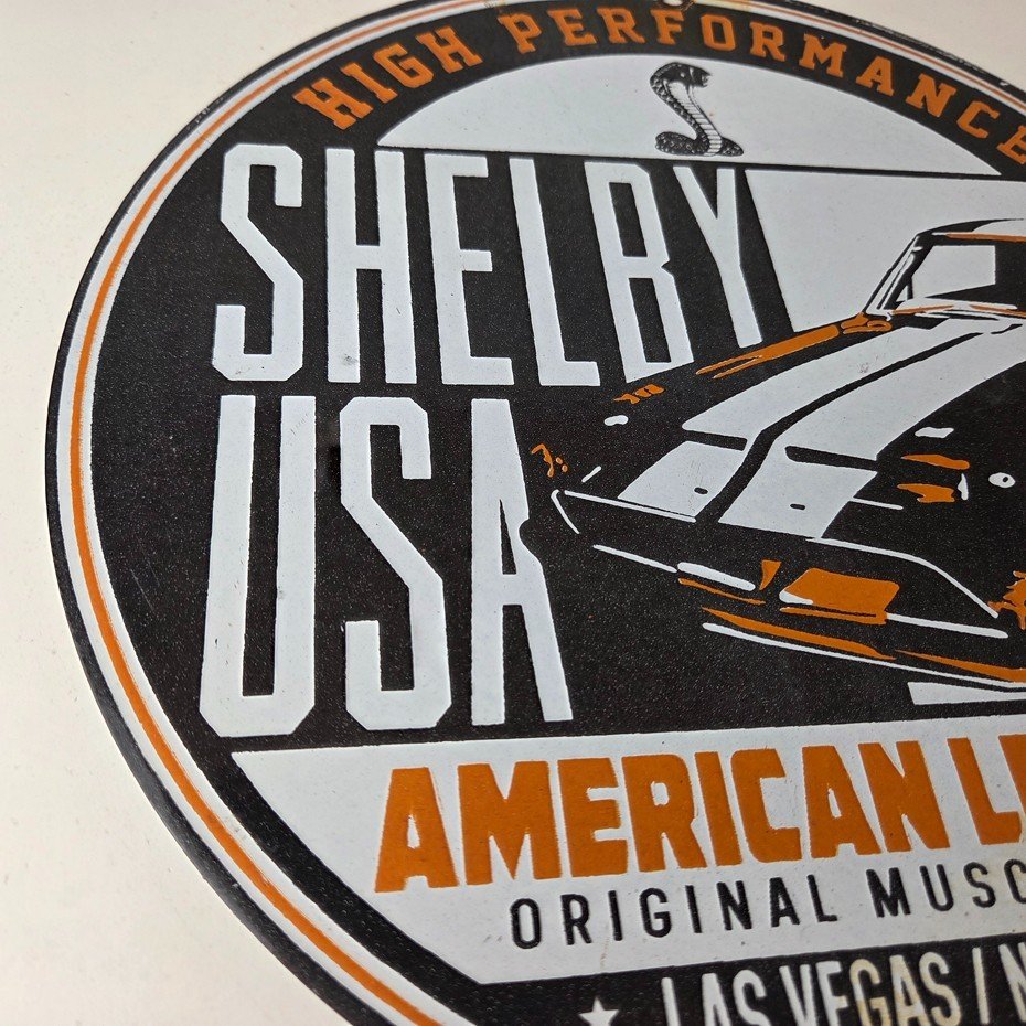 Vintage Shelby Porcelain Sign - American Legend Ford Gas Pump Racing Sign - Image 6